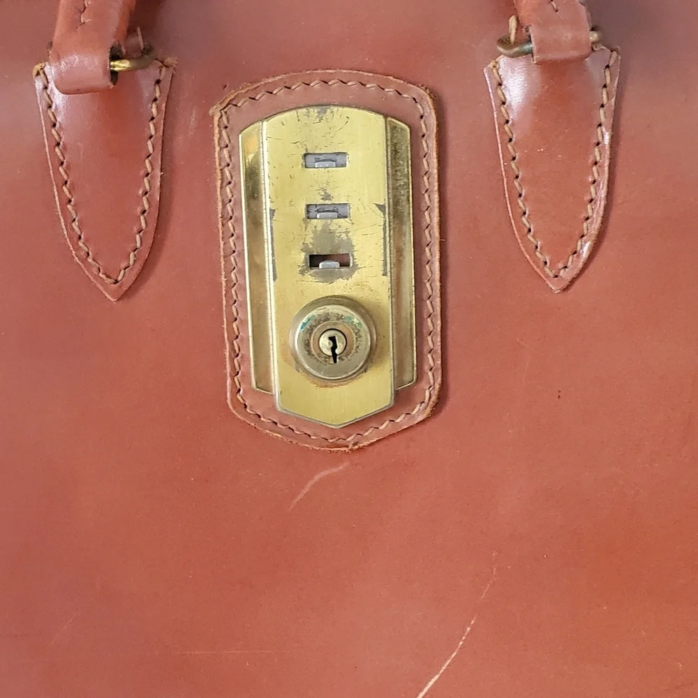 Vintage Brown Cowhide Multi Sectioned Hardcover Briefcase Medium Size